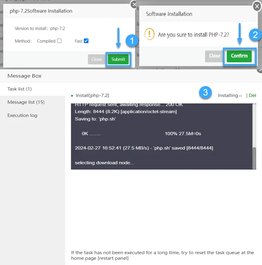 Chọn Submit > Confirm để cài đặt