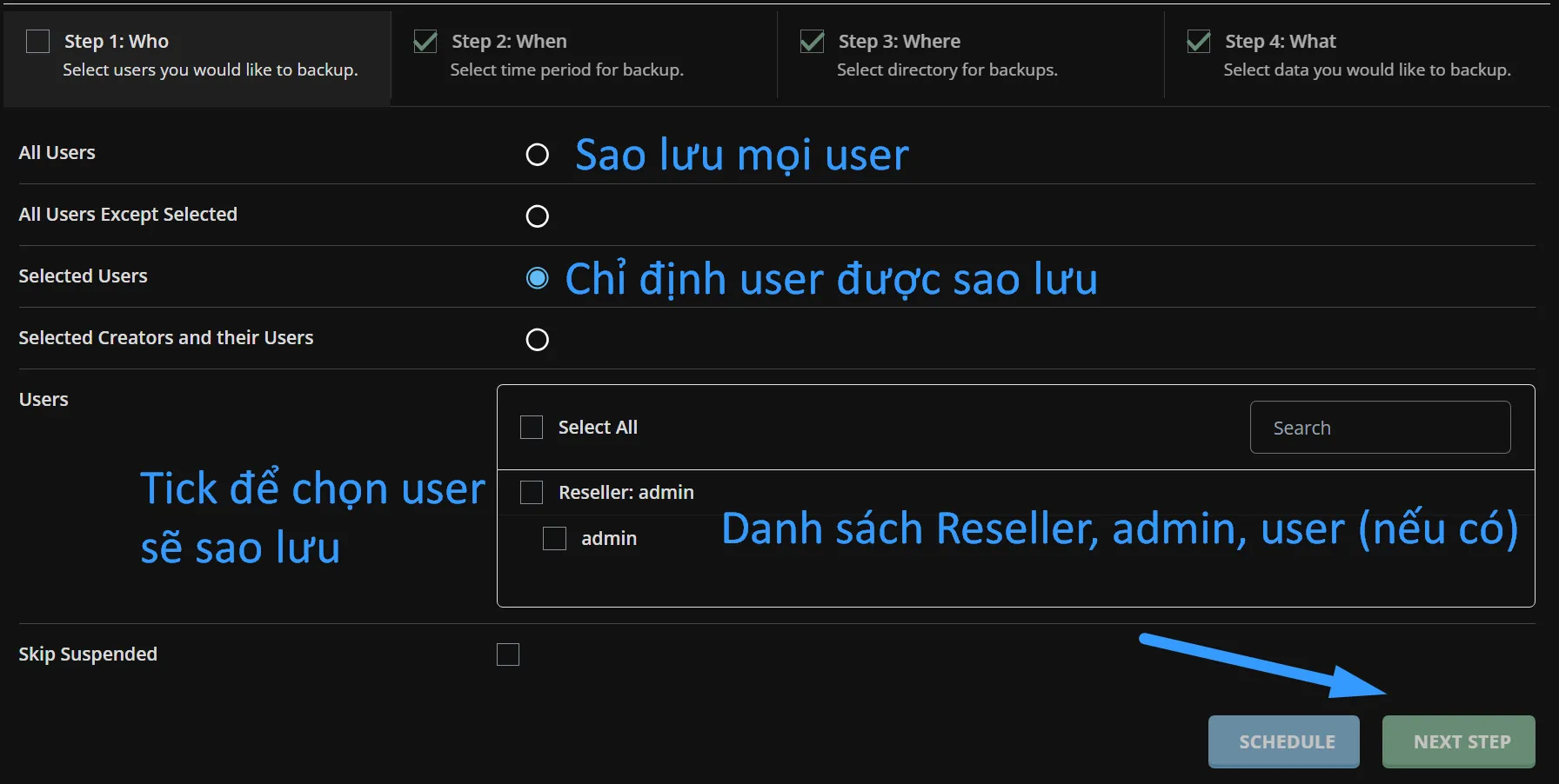 5 bước backup dữ liệu DirectAdmin lên Google Drive 55 Bước 1 chỉ định user được backup