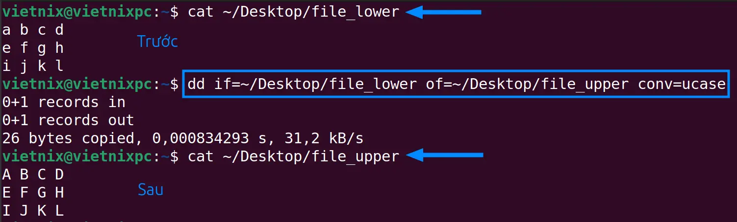Chuyển đổi định dạng file bằng lệnh dd trên Linux