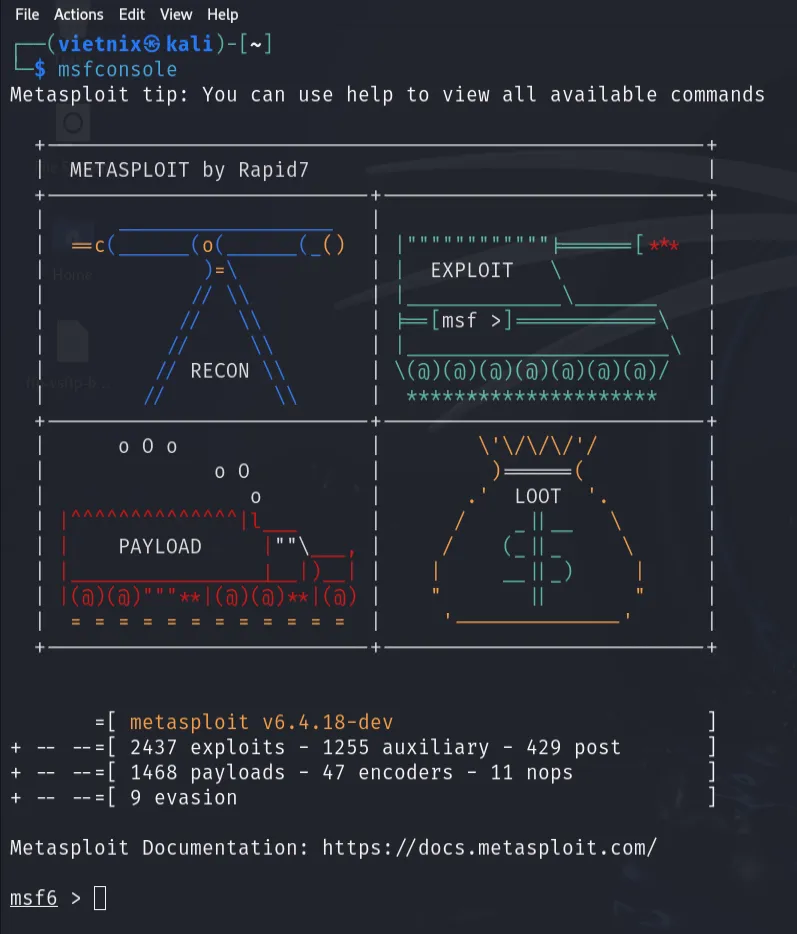 Công cụ metasploit trong Kali Linux