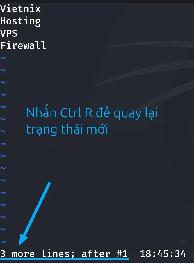 Cuối cùng dòng chữ xuất hiện khi redo