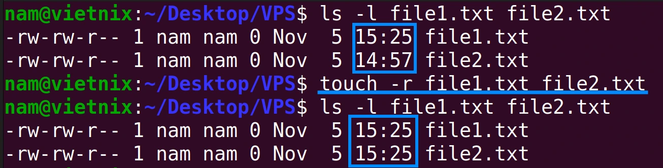 Đặt thành công Timestamp khi dùng file khác làm tham chiếu