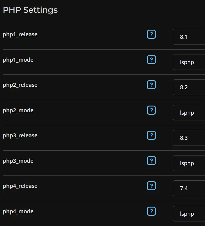 Thay đổi php_mode