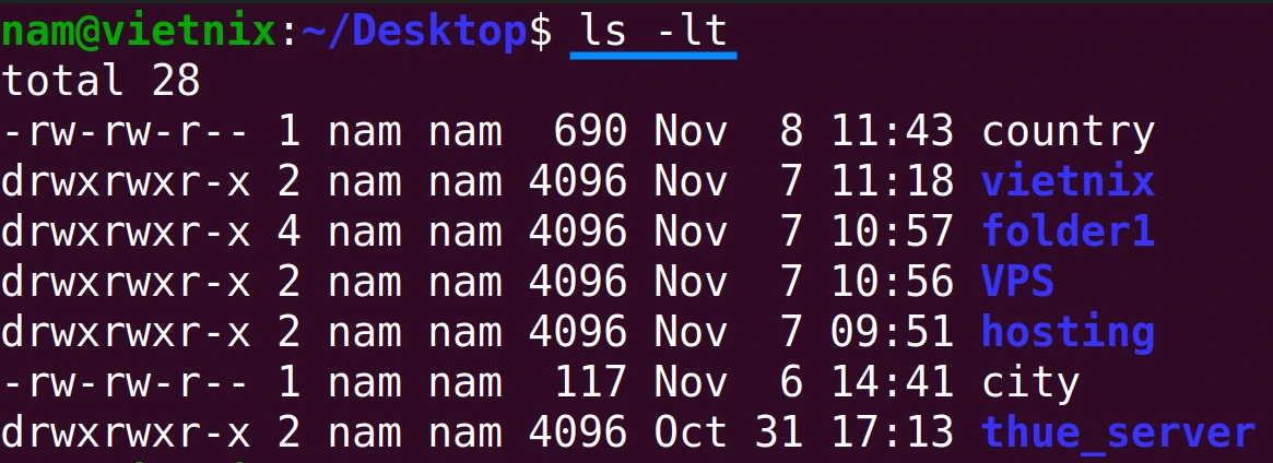 Các file đã được sắp xếp theo thời gian