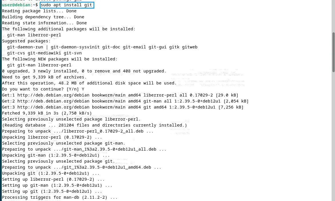 Cài đặt git trên Debian