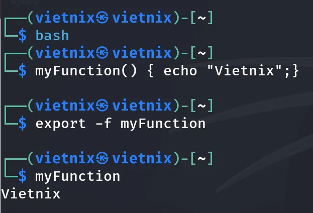 Hàm myFunction đã được export thành công