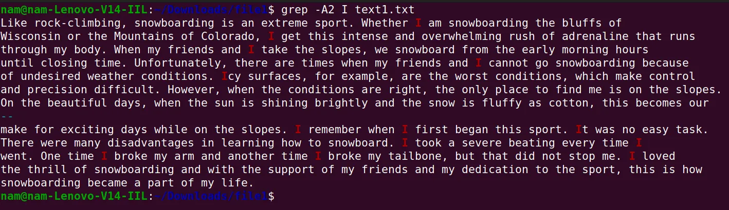 Output lệnh thứ 2