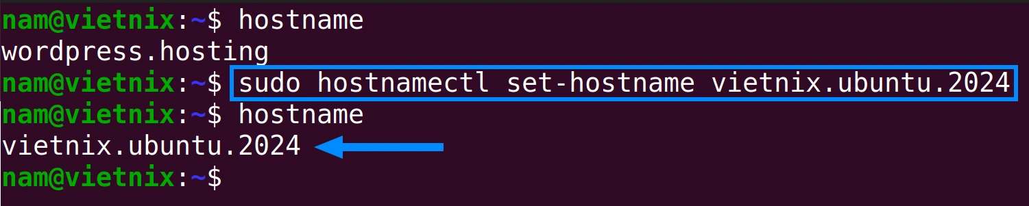 Hostname đã được đổi