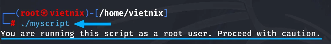 Kết quả hiển thị của người dùng root