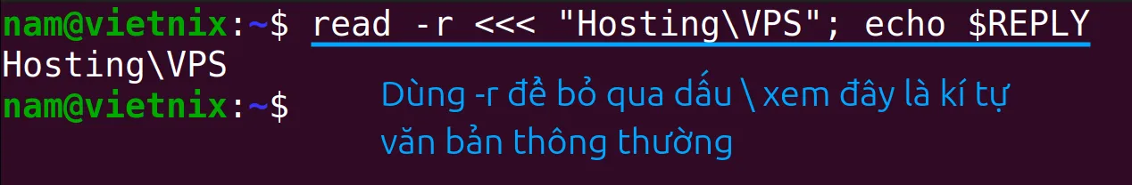 Lệnh sẽ đọc chuỗi ký tự input vào biến $REPLY