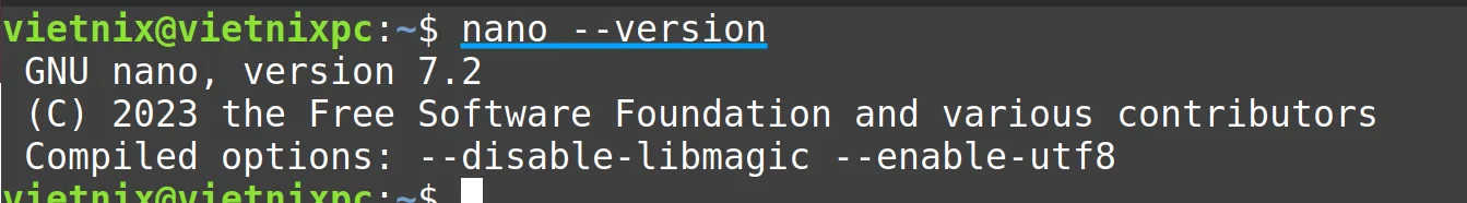 13 ví dụ sử dụng lệnh nano trong Linux hữu ích 37 Nano đã được cài đặt, hệ thống sẽ hiển thị thông tin
