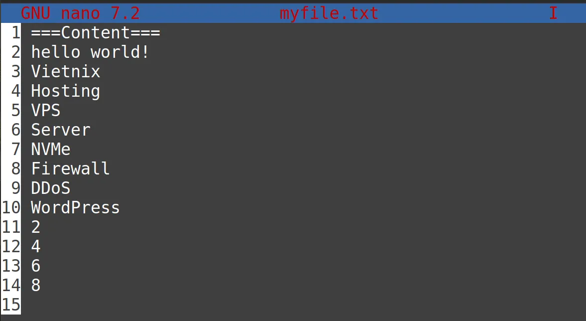 13 ví dụ sử dụng lệnh nano trong Linux hữu ích 67 Những thay đổi sau khi chạy lệnh