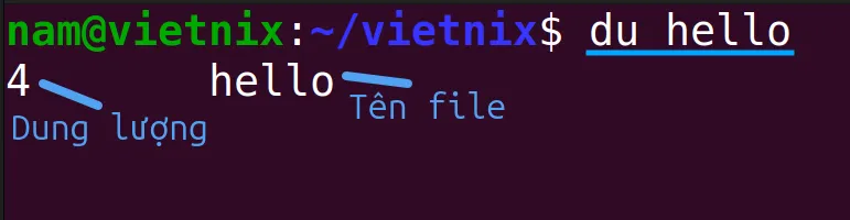 Output hiển thị dung lượng theo đơn vị kilobyte