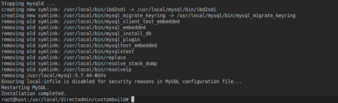 cách nâng MySQL trên DirectAdmin
