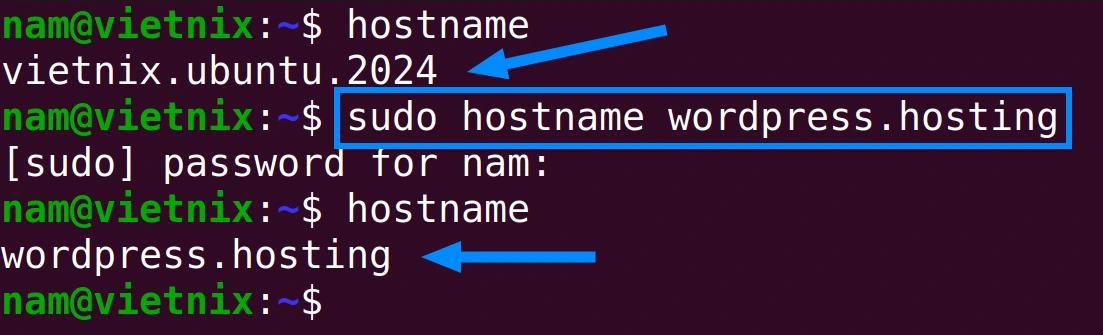 Thay đổi hostname cho đến khi khởi động lại