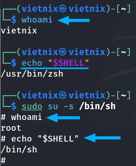Thay đổi sang một shell khác bằng lệnh su trong Linux