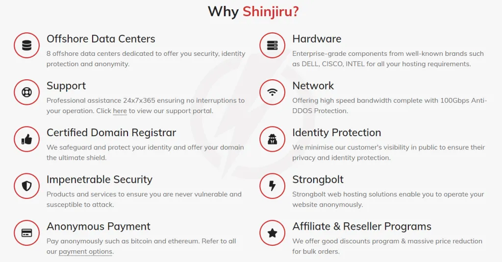 Thông tin chi tiết về dịch vụ lưu trữ DMCA Ignored Hosting đảm bảo an toàn 42 Tính năng nổi bật của Shinjiru