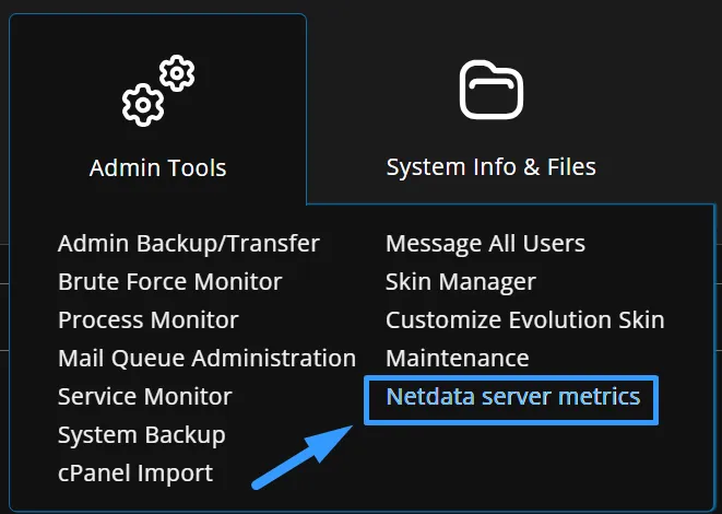 Truy cập Netdata server metrics