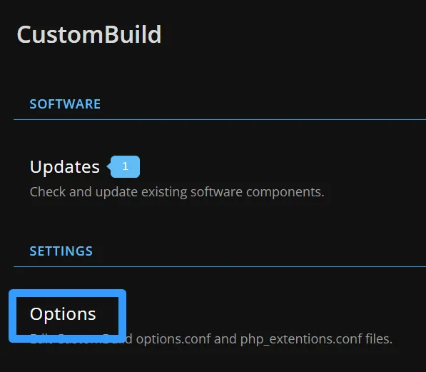 Truy cập vào Options