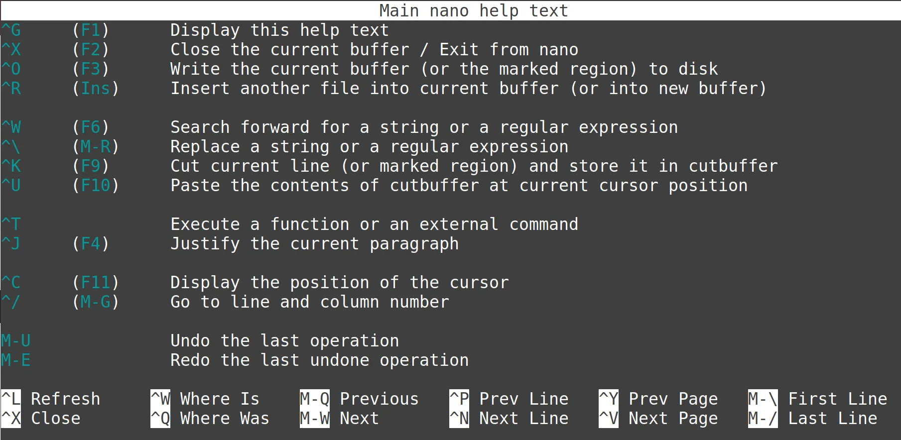 13 ví dụ sử dụng lệnh nano trong Linux hữu ích 44 Văn bản dài liệt kê và giải thích chức năng của từng phím tắt