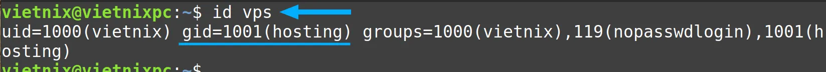 Output ID và GID của user