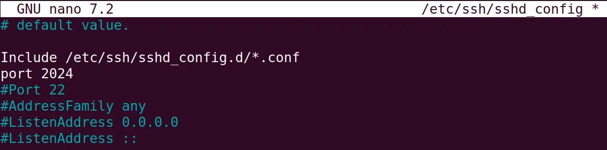 Thay đổi port trong file cấu hình SSH của server
