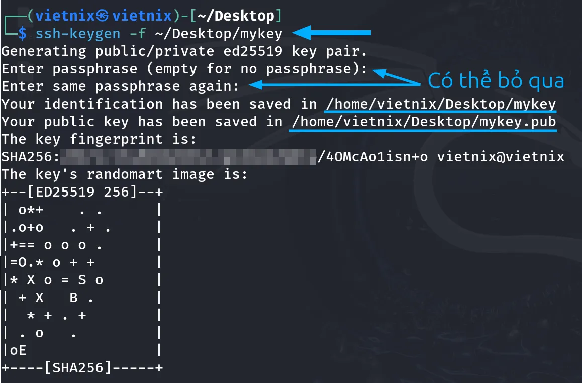 Tạo mã khóa public và private key bằng ssh-keygen