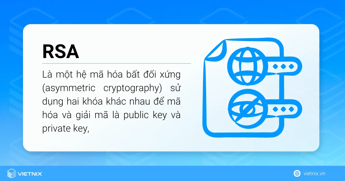 Thuật toán RSA là một hệ mã hóa bất đối xứng (asymmetric cryptography)