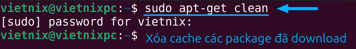 Bộ nhớ cache của các package đã download sẽ bị xóa, ngoại trừ file lock