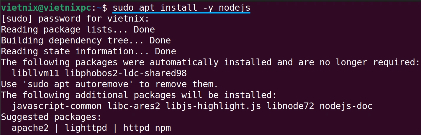 Cài đặt lại Node.js vào hệ thống