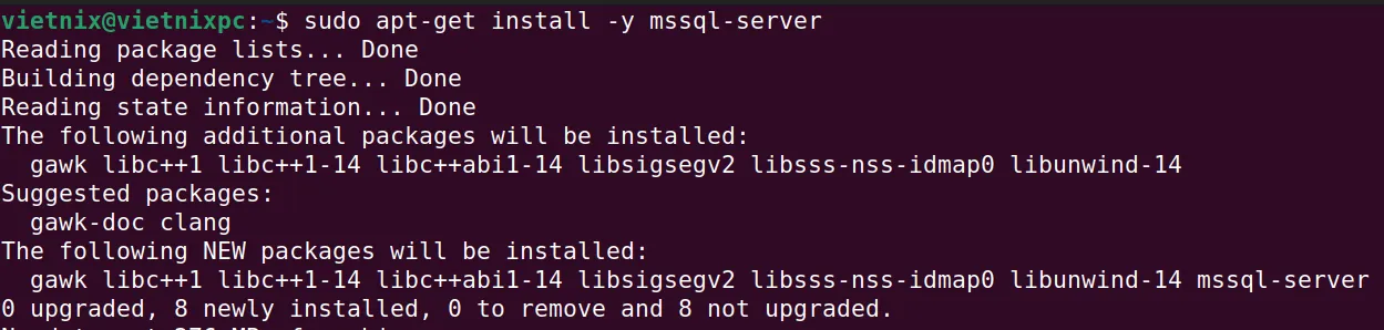 Tiến hành cài đặt SQL Server lên Linux