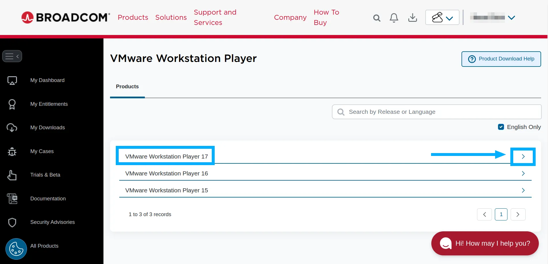 Chọn phiên bản VMware Player
