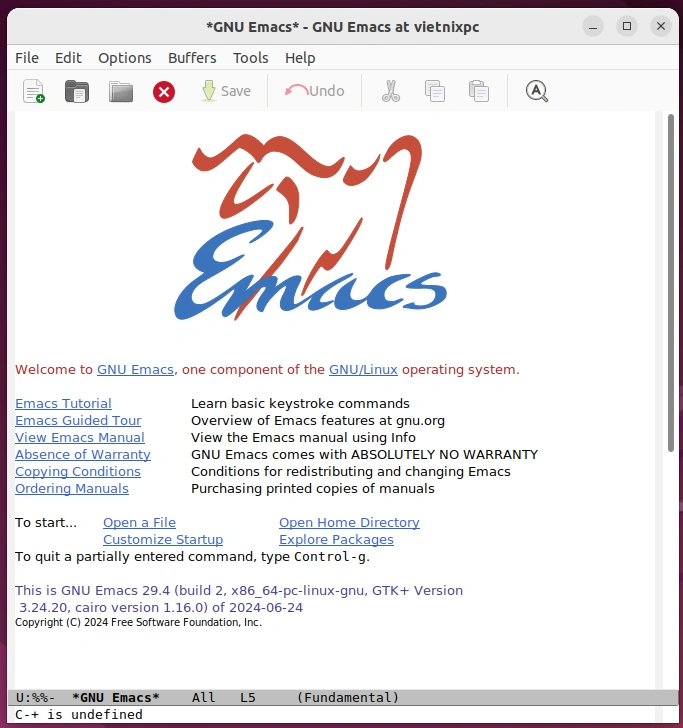 GNU Emacs trong Ubuntu