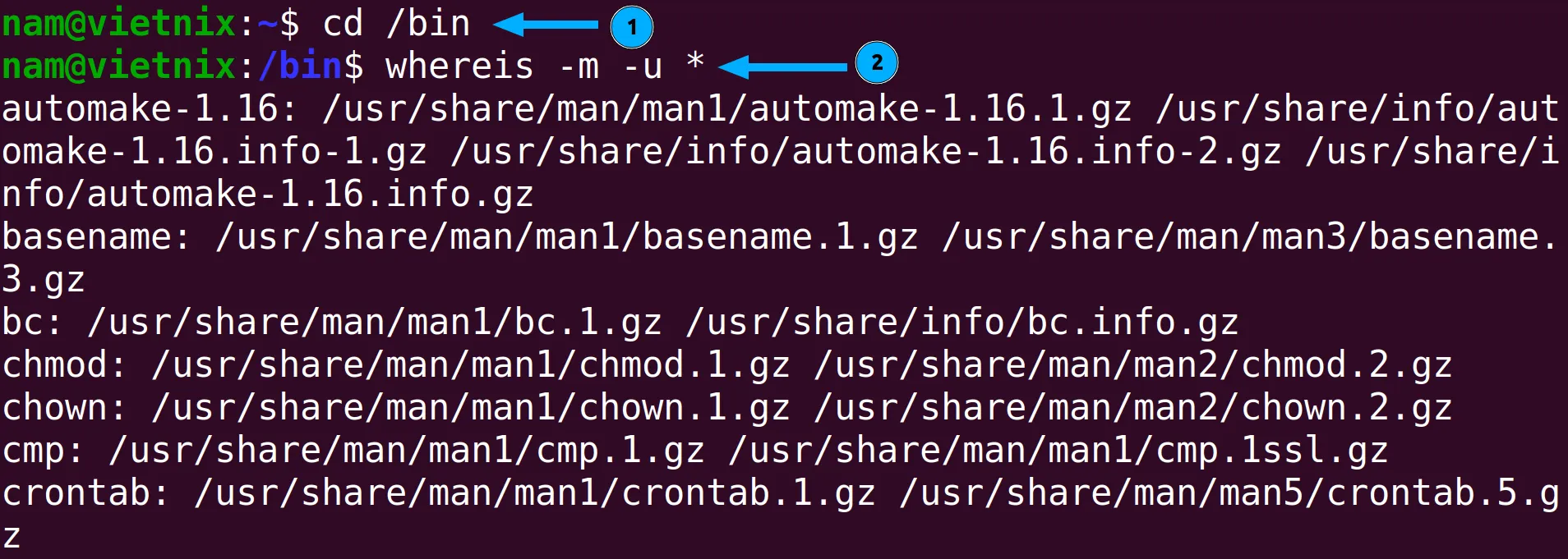 Tìm kiếm các mục bất thường bằng lệnh whereis trong Linux