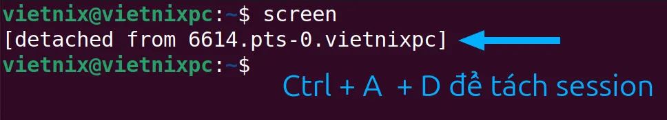 Thông báo sau khi tách màn hình