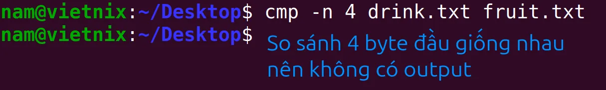 Kết quả khi so sánh 4 byte đầu tiên