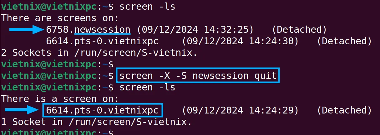 Tắt session theo tên chỉ định
