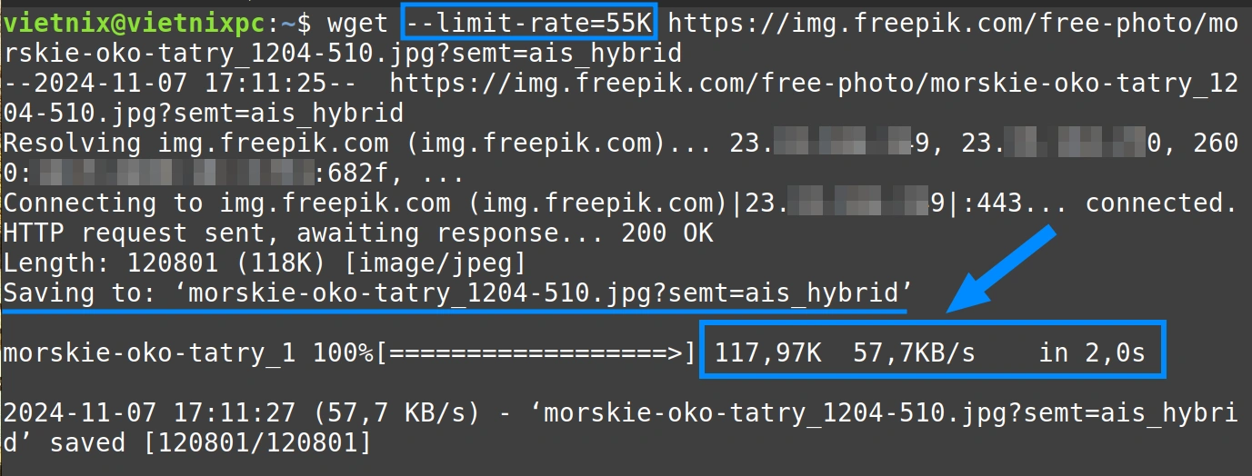 Tìm hiểu lệnh wget trong Linux và 14 ví dụ cụ thể về cách sử dụng dành cho bạn 44 Kết quả hiển thị tốc độ tải
