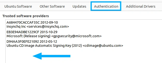 Khóa đã xóa sẽ không còn xuất hiện trong tab Authentication
