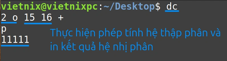 Sử dụng số đầu ra ở định dạng nhị phân