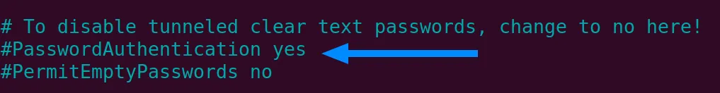Tắt xác thực qua password