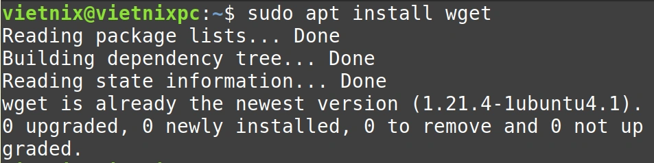 Tìm hiểu lệnh wget trong Linux và 14 ví dụ cụ thể về cách sử dụng dành cho bạn 36 Đã cài đặt wget thành công