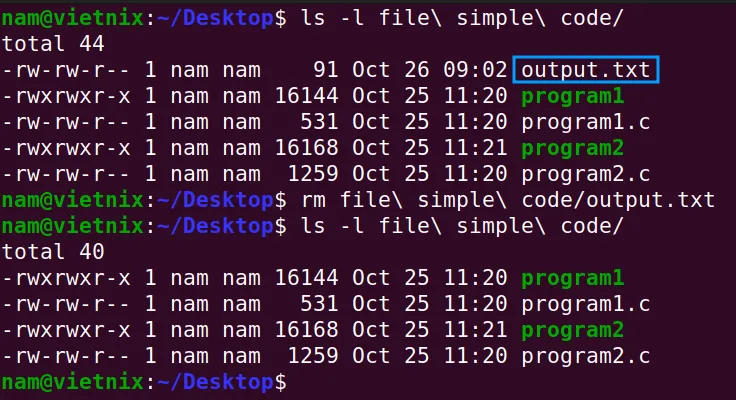 Xóa file bất kì