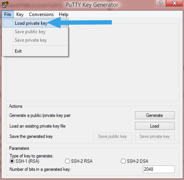 Bạn chọn Load private key