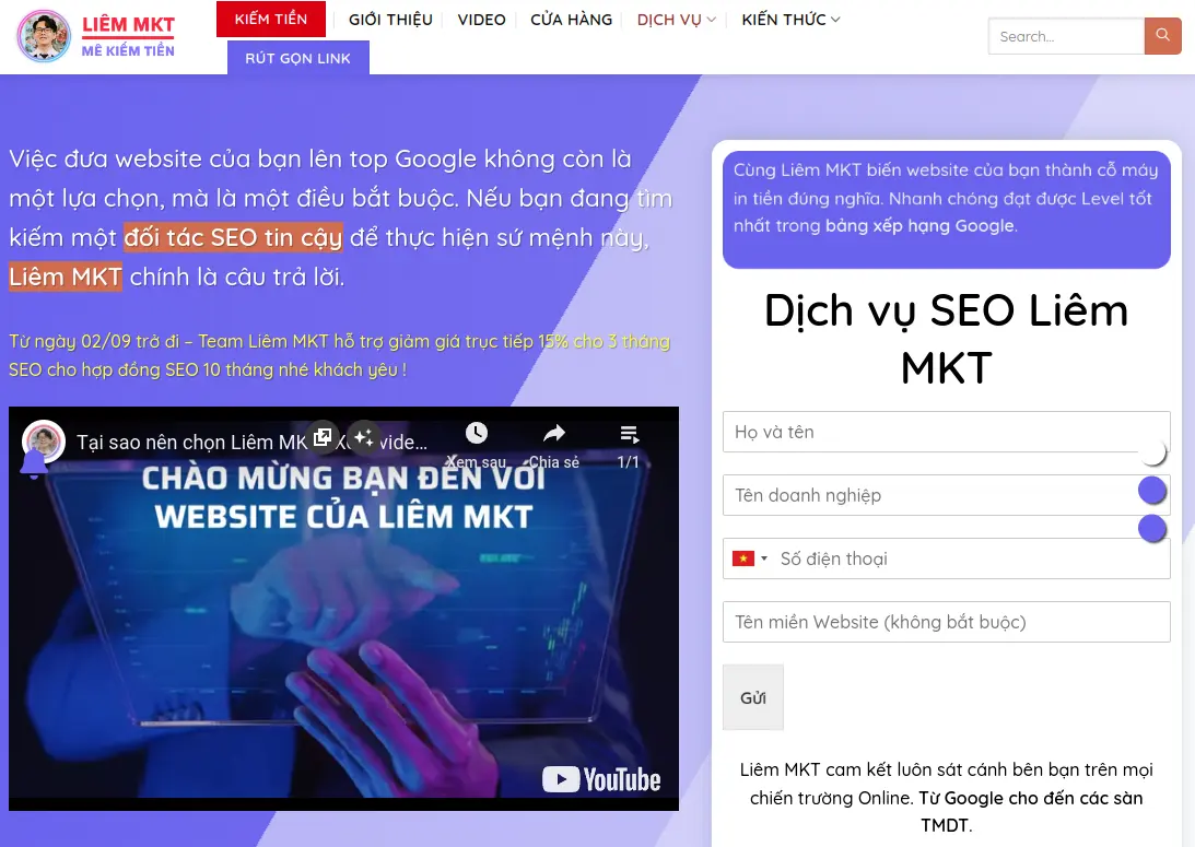 Dịch vụ SEO Liêm MKT - Dịch vụ seo tổng thể uy tín