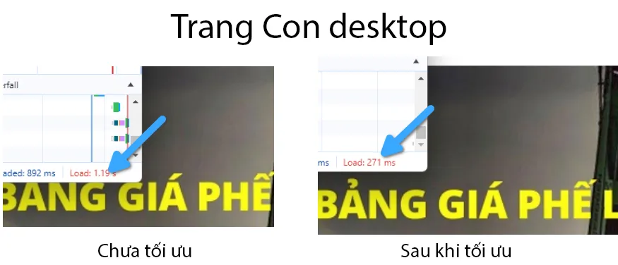 Tốc độ load của trang con trên desktop được cải thiện