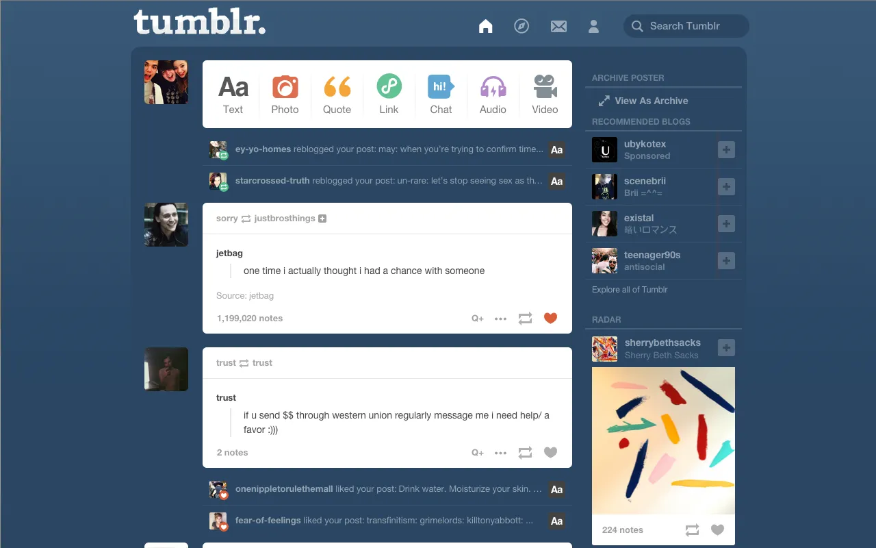 Dạng blog 2.0 phổ biến Tumblr
