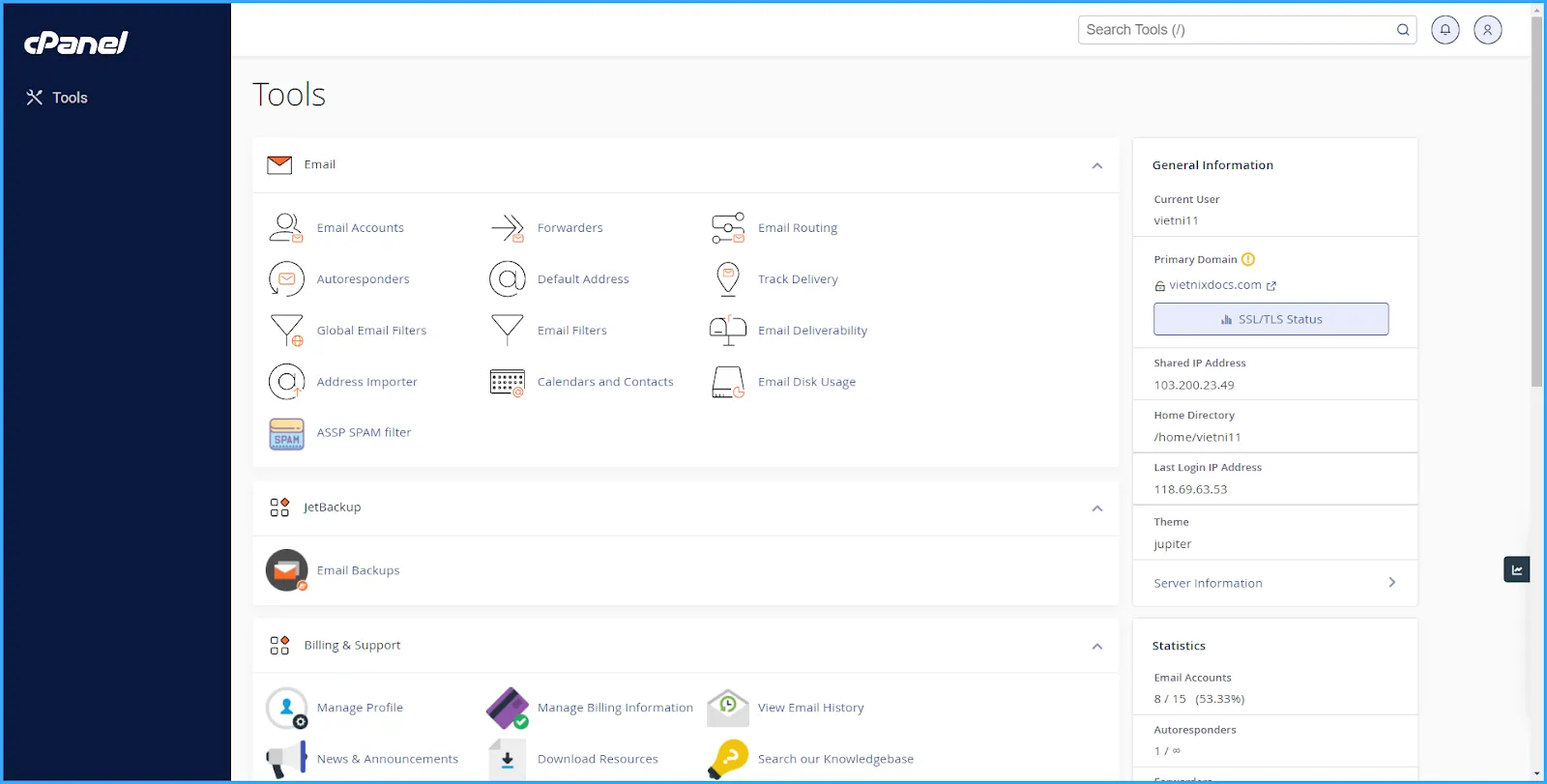 Đăng nhập cPanel