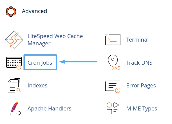 Truy cập vào phần Cron Jobs