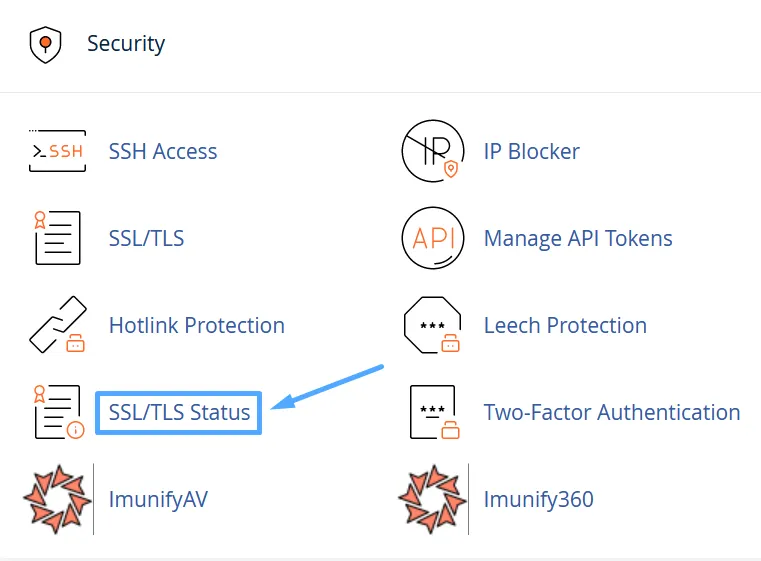 Truy cập vào phần SSL/TLS Status